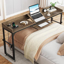 Adjustable Overbed Table With Wheels, Queen Size Mobile Desk - Dark Gray by HouseOfZazla