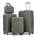 4 Piece Set Spinner Wheel Luggage with Cosmetic Case in Green