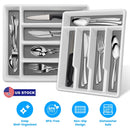 2Pcs Silverware Organizer Utensil Flatware Organizer Kitchen Drawer Silverware Storage Tray with Non-Slip 5 Compartments For Cutlery Spoon Fork