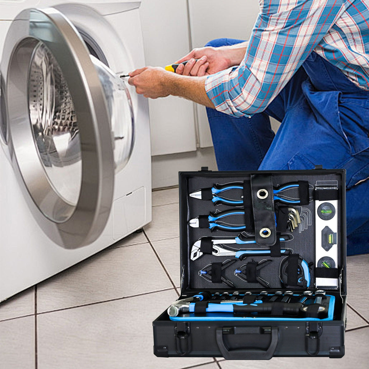 Combined Maintenance Tool Suitcase 247 Pieces Of Basic Home Maintenance Tool Set General Machinery Tool Set - Blue, photo 6 of 9