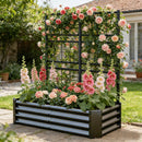 4x2x1FT Galvanized Raised Garden Bed with Arch Trellis