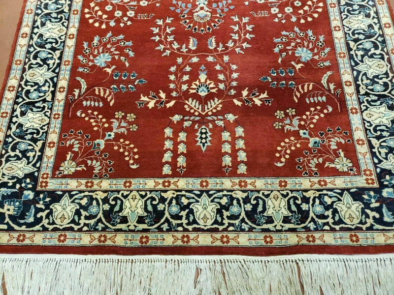 4' X 6' Vintage Handmade Pakistani Rug Highly Detailed Red