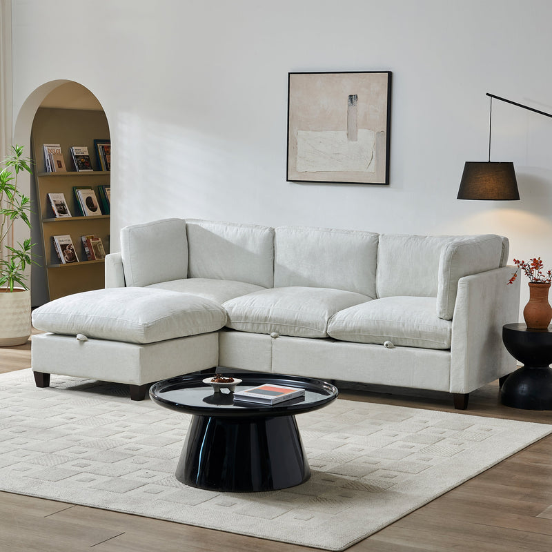 96.5" Sectional Couch for Living Room, Upholstered Soft Chenille Fabric Sofa, photo 3 of 10