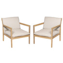 Outdoor Acacia Wood Armchair, Set of 2, Patio Club Chair with Cushions, Light Teak by HouseOfZazla