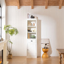 Retro Style 75'' Tall Display Shelf With Cabinet For Hallways Living Room Kitchen - White by Unique Piece Furniture