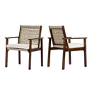 Outdoor Dining Chair Set with Acacia Wood & Wicker Rattan by HouseOfZazla
