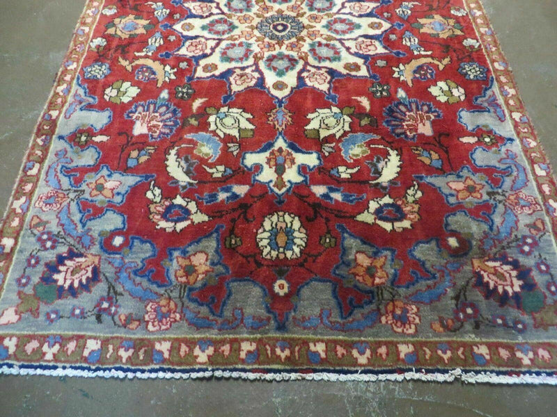 4' X 6' Antique Handmade India Floral Oriental Wool Rug Vegetable Dyes