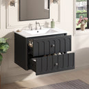 Floating Bathroom Vanity With Oval Knobs & Round Edge, Soft Close Drawer Slides
