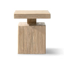 Calder 18' Solid Square Reclaimed Elm Block Plinth Side Table, Heritage Light Natural Brown
