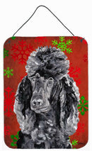 Black Standard Poodle Red Snowflakes Holiday Wall or Door Hanging Prints SC9746DS1216