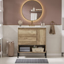Bathroom Vanity Cabinet With Sink, Sliding Drawer, Soft Closing Door, Open Shelf - Natural Wood by HouseOfZazla