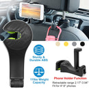 Car Hook Car Seat Back Hook Car Headrest Hook Hanger with Phone Mount Holder Lock Phone Bracket