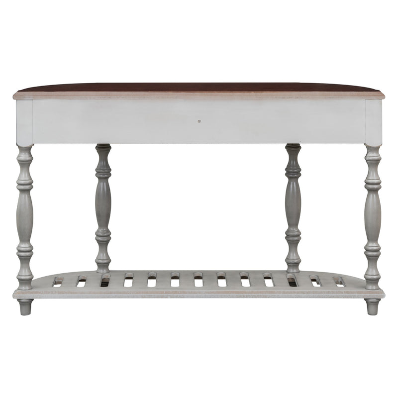 52"Modern and Contemporary Curved Console Table Sofa Table Entryway Table for Hallway Living Room with 4 Drawers and 1 Shelf