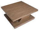 Lansbury - Square Cocktail Table With Casters - Antique Wheat
