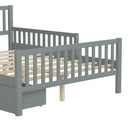 Platform Bed With Guardrails On Both Sides And 2 Storage Drawers by HouseOfZazla