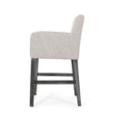 Charmed Upholstered Counter Stool with H-Frame Base and Round Arms