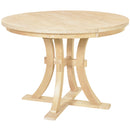 5-Piece Rustic Round Pedestal Extendable Dining Table Set with 15.7" Removable Leaf and Simple Dining Chirs for Small Places, Natural