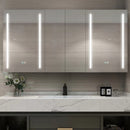 60x30 Inch LED Bathroom Medicine Cabinet Surface Mount Double Door Lighted Medicine Cabinet, Medicine Cabinets for Bathroom with Mirror Defogging, Dimmer Black