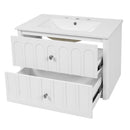 Floating Bathroom Vanity With Oval Knobs & Round Edge, Soft Close Drawer Slides by HouseOfZazla