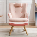 35.5 inch Rocking Chair, Soft Houndstooth Fabric Leather Fabric Rocking Chair for Nursery, Comfy Wingback Glider Rocker with Safe Solid Wood Base for Living Room Bedroom Balcony (pink)