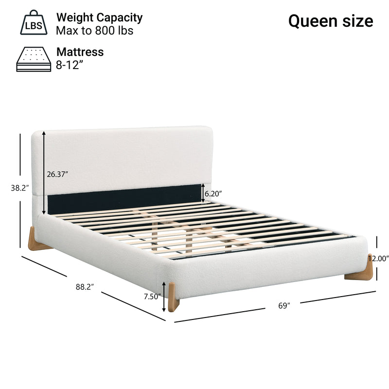 Elegant Boucle Upholstered Bed, Queen Size, photo 6 of 10