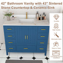 42" Modern Solid Wood Bathroom Vanity with Sink, 43" Carrara