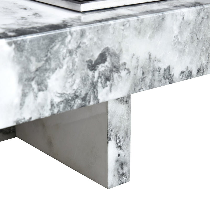 A modern and practical coffee table, black and white in imitation marble pattern, made of MDF material. The fusion of elegance and natural fashion 31.4"x 31.4"x 12 "
