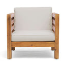 Outdoor Acacia Wood Patio Chair With Fabric Cushion by HouseOfZazla