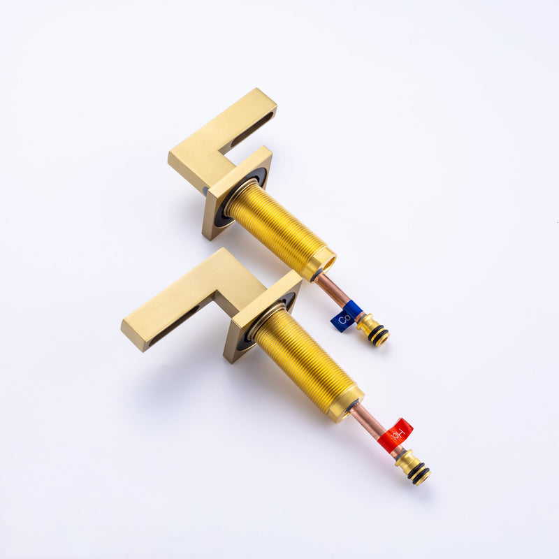 8 inch Widespread Bathroom Faucet Matte Black Bathroom Faucets for Sink 3 Hole Brass 2 Handle Lavatory Square Faucet Modern rv Bathroom Faucets