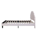 Upholstered Platform Bed With Flower Pattern Headboard
