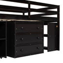Loft Bed With Retractable Writing Desk And 3 Drawers With Storage Stairs And Shelves