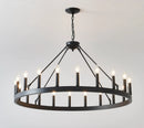 53.15 Inch Matte Black Wagon Wheel Chandelier with 30 Lights by HouseOfZazla