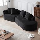 Upholstered Oversized Sectional Sofa, 4 Seater Extra Deep & Wide Curved Cloud Couch With 4 Throw Pillows For Living Room - Black by HouseOfZazla