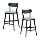 Wooden Bar Chairs Set of 2, Modern Soft Upholstered Kitchen Island Chairs