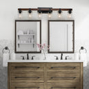 42" Rustic 6-Light Wall Sconce with Glass and Wood Accent