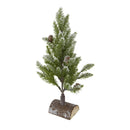 Set of 2, 13.5" Christmas PVC Tree On Wood Base With Snow