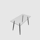 Modern Minimalist Rectangular Glass Dining Table With Tempered Glass Top Metal Legs, For 4 - 6 - Transparent by HouseOfZazla