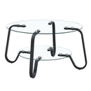 Retro Minimalist Style Metal Frame Double Layer Tempered Glass Coffee Table by HouseOfZazla