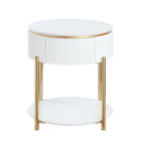 Daveigh - High Gloss End Table - Gold / White by HouseOfZazla