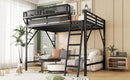 Full Size Loft Bed with Ladder and Storage Shelves by HouseOfZazla