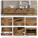 TV Stand, L Shaped Handle Entertainment Console With Storage - Natural by HouseOfZazla