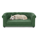 Contemporary Pet Sofa with Arc-Shaped Backrest and Armrests, Breathable Linen, Soft Cushion, Green, 38'x22'x15'