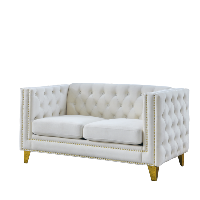 3-seater + 2-seater Combination sofa.BEIGE VELVET