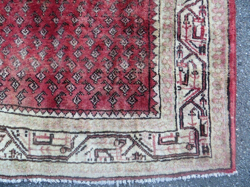 3'7"X 10' Antique Handmade India Oriental Paisley Wool Runner Rug Vegy