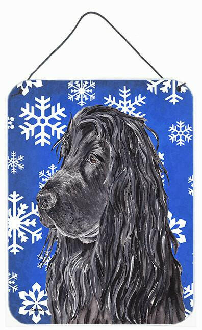 English Cocker Spaniel Blue Snowflake Winter Wall or Door Hanging Prints