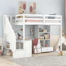 Loft Bed With L Shaped Desk, Drawers, Cabinet, And Storage Staircase by HouseOfZazla