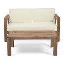 2 Piece Patio Set With Open-Back Loveseat And Coffee Table - Beige / Brown