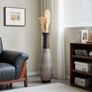 Tall Standing Designer Floor Vase Durable Artificial Rattan Elegant 2 Tone Finish Ideal Decor Accent For Living Room, Bedroom, Entryway Stylish Home Decor Statement Piece - Black / Gray by HouseOfZazla