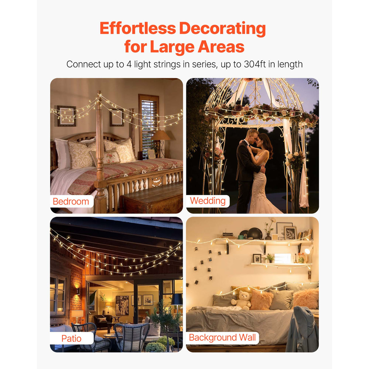 LED Christmas String Lights, 200 LED, 76 Ft Connectable Warm, photo 6 of 10