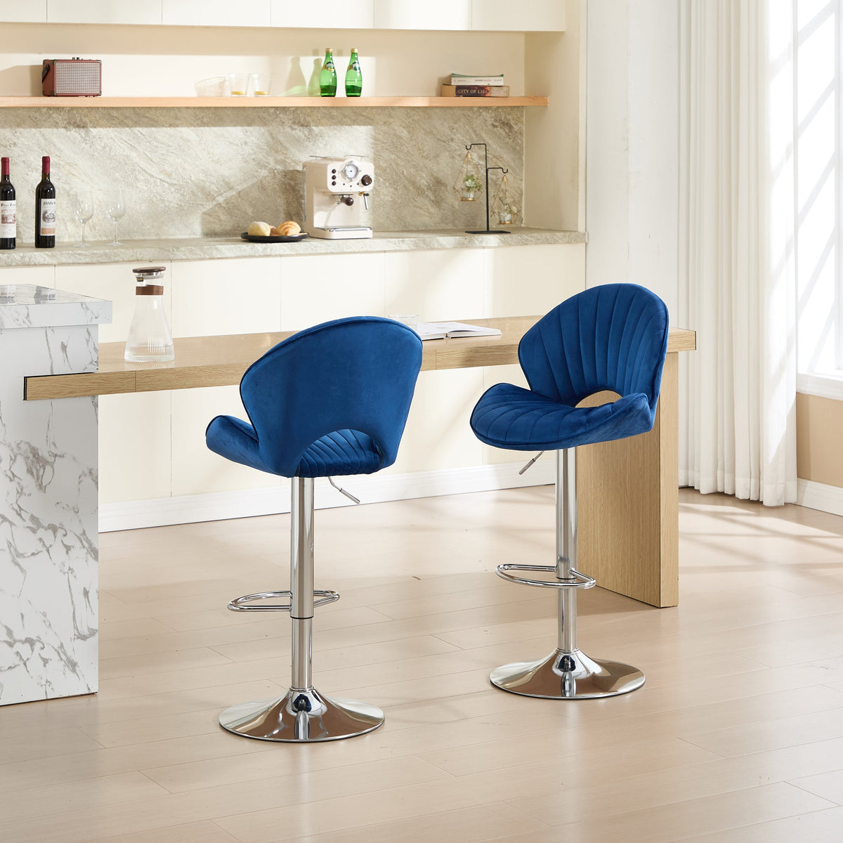 Bar Stools Set of 2 - Adjustable Barstools with Back and Footrest, photo 4 of 10